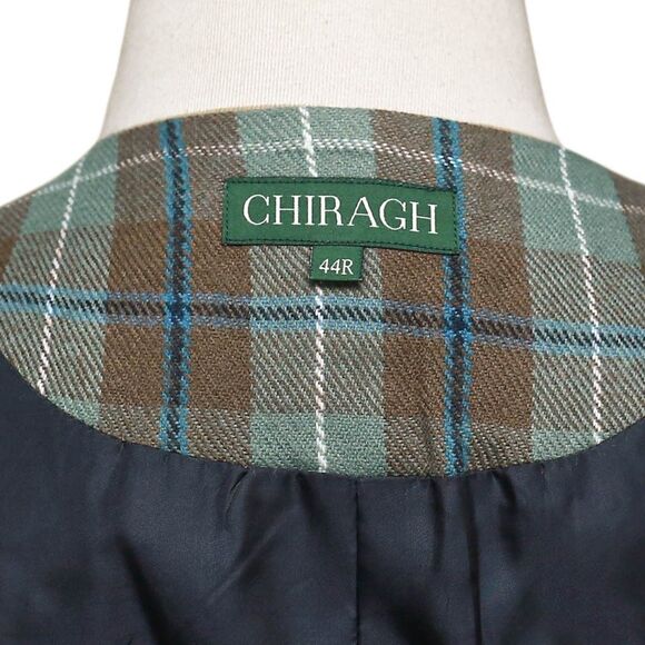 Mens Vest 44R Plaid Wool Green Brown Waistcoat XL Western Casual Preppy Wedding - Picture 3 of 9